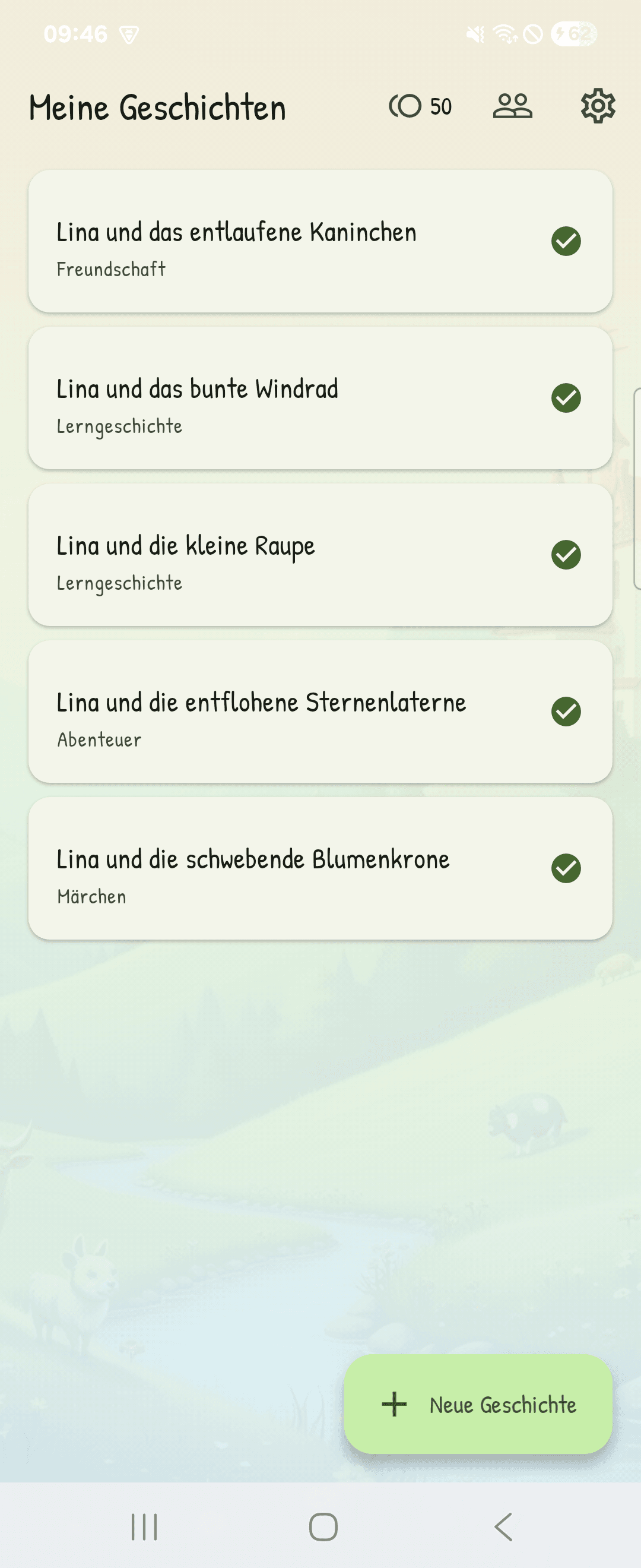 Fabula – Meine Geschichten mit allen erstellten Titeln