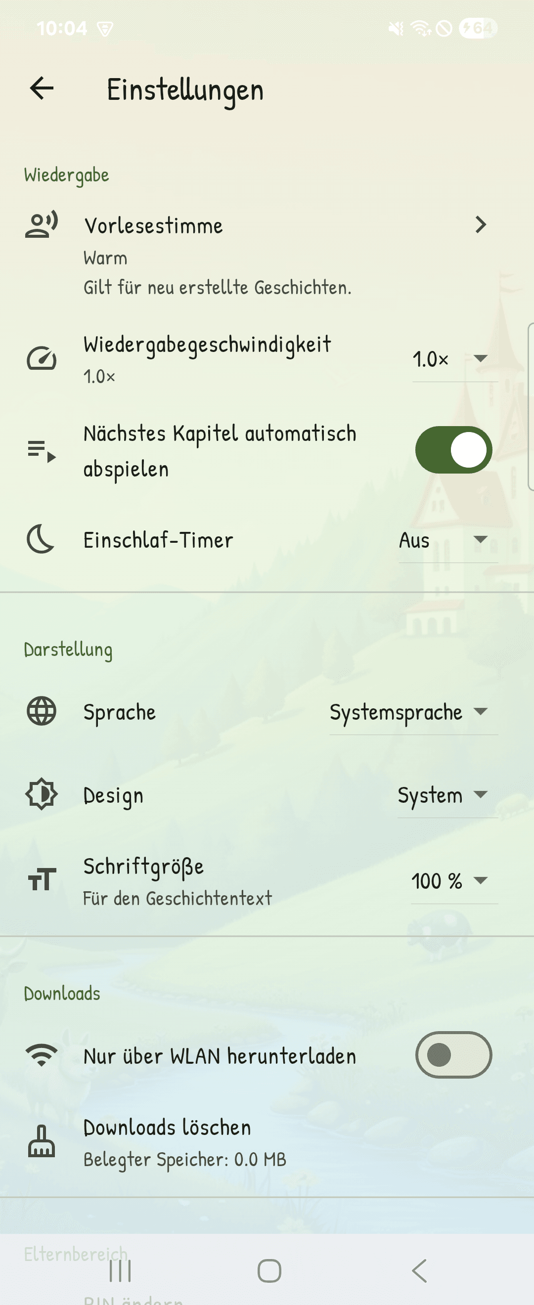 Tempo, Autoplay und Einschlaf-Timer