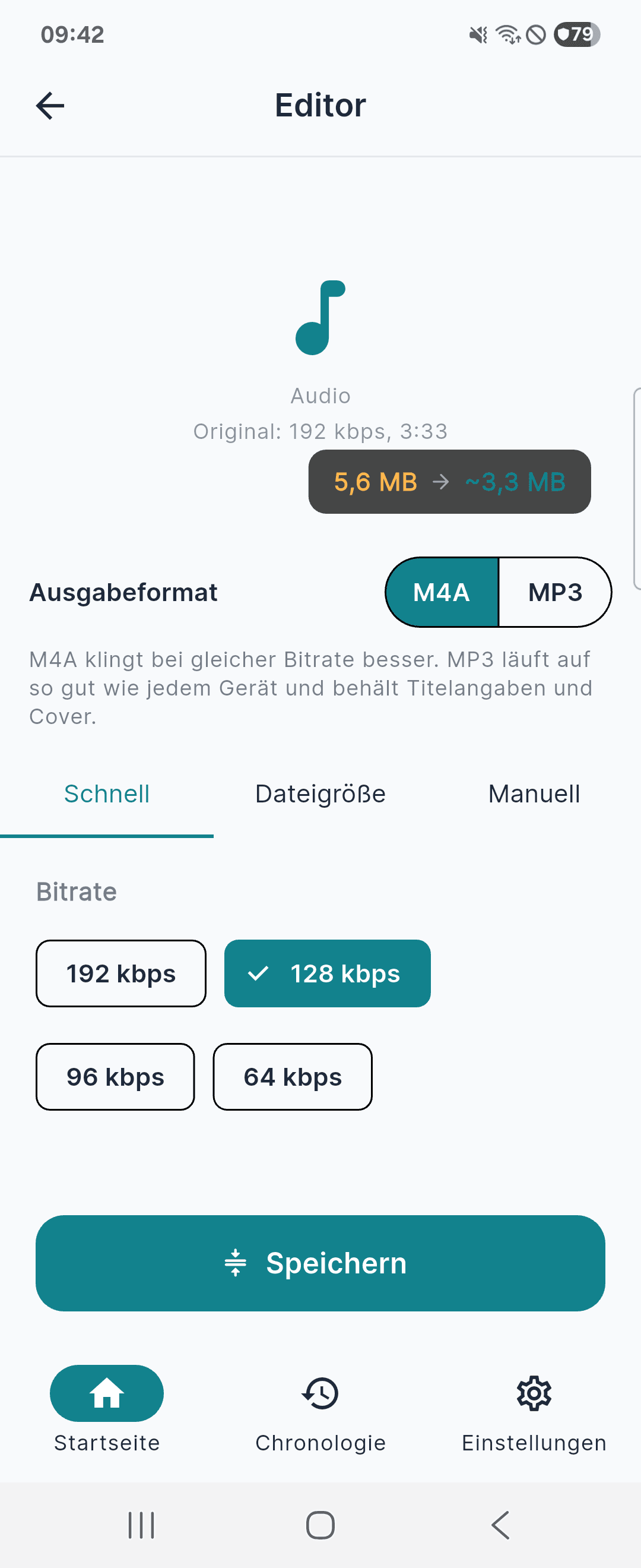 Editor: Bitrate schnell wählen