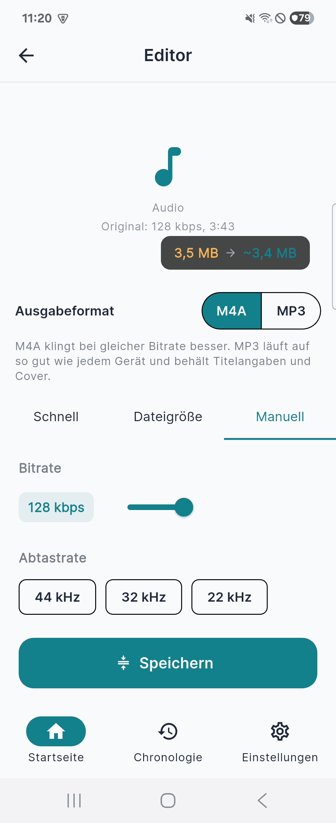 Editor: Bitrate manuell einstellen