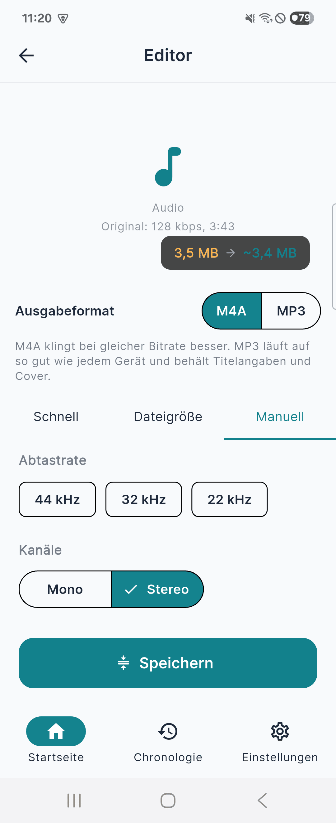 Editor: Abtastrate und Kanäle