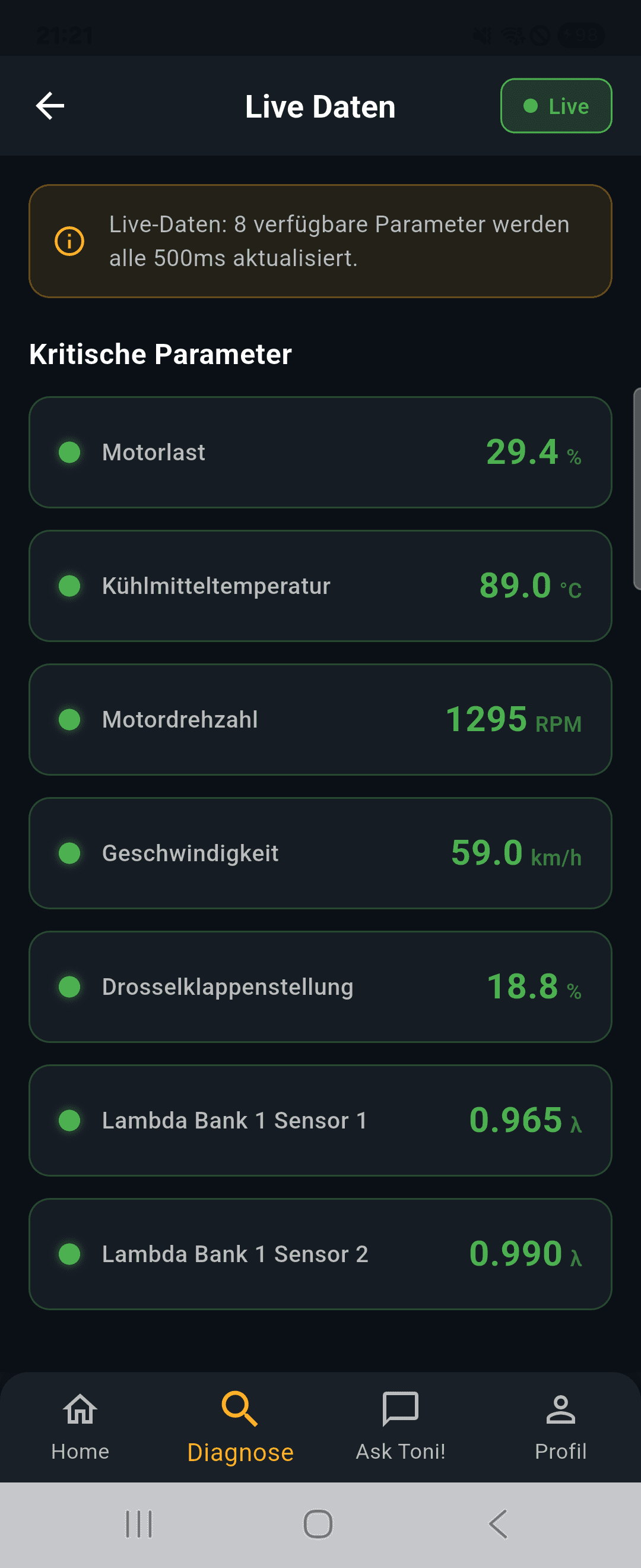 Diagnose-Menü